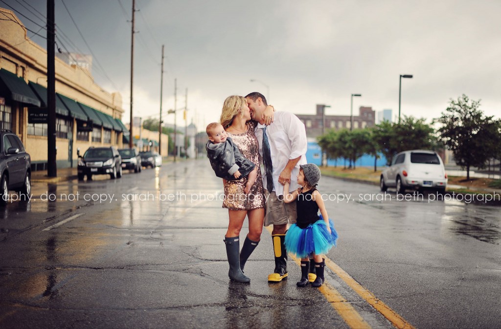 Portrait of family standing in road by Sarah-Beth Photography