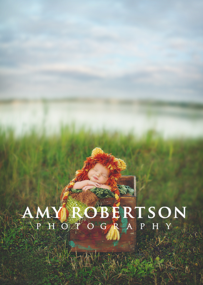 Portrait of newborn outdoors by Amy Robertson Photography