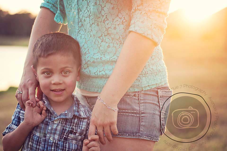 Portrait of mother and son outside in Golden Hour by Avenue 7 Photography