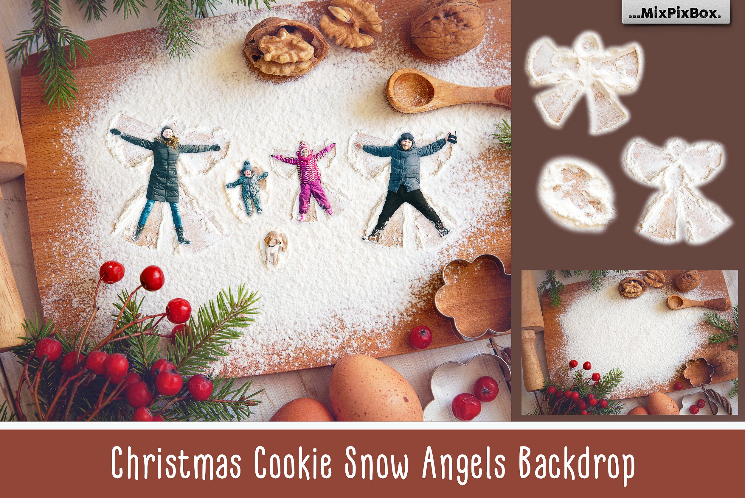 christmas cookie snow angel backdrop