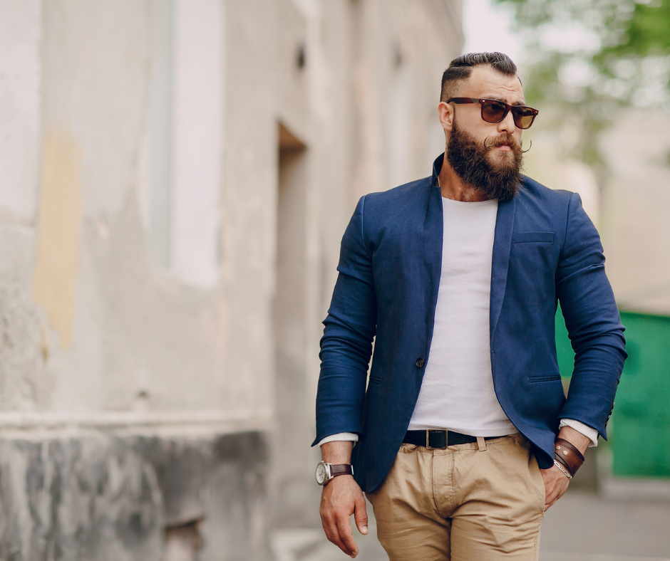 male portrait show off accessories