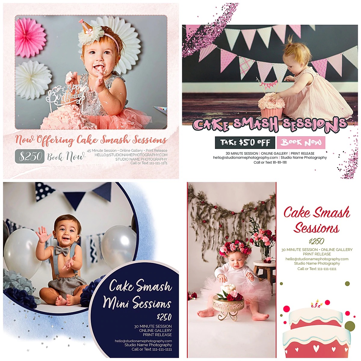 cake smash marketing templates