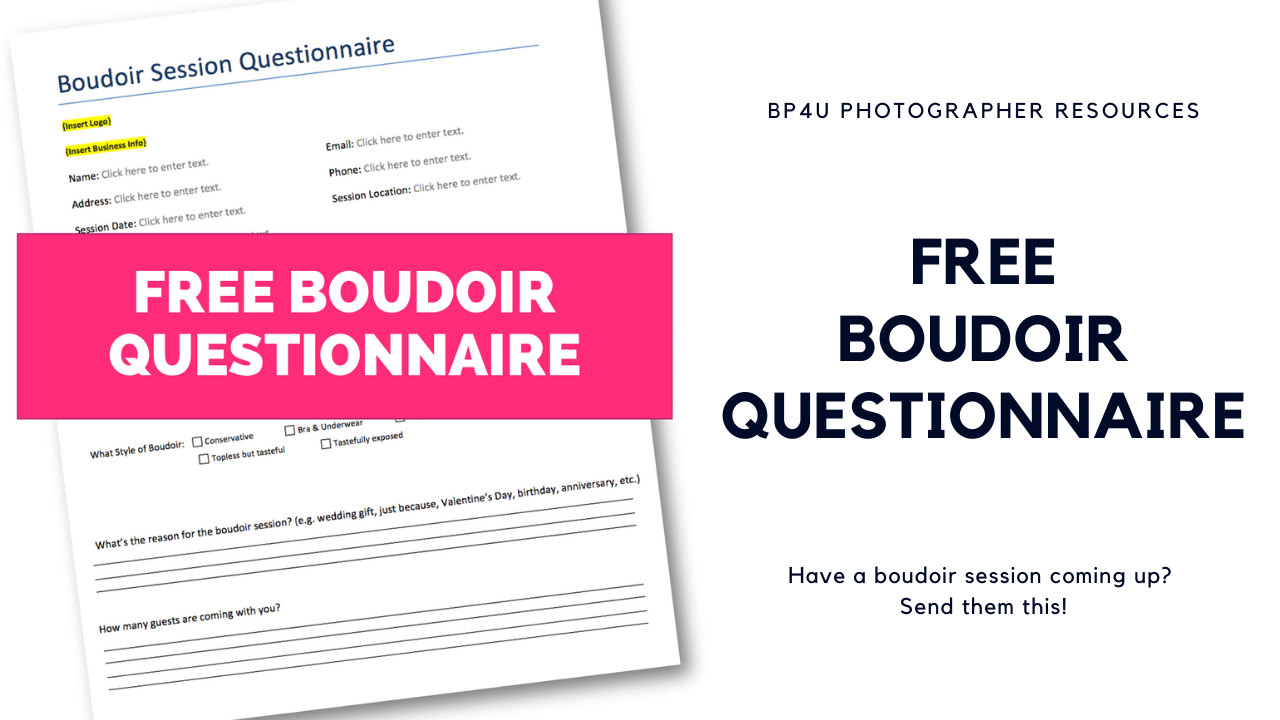 free boudoir questionnaire for boudoir photographers