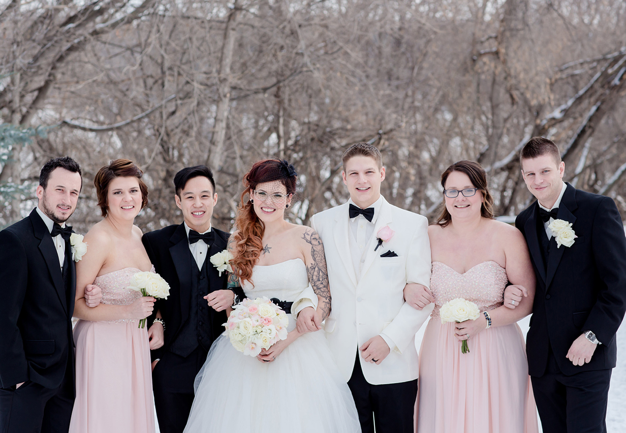 wedding party posing